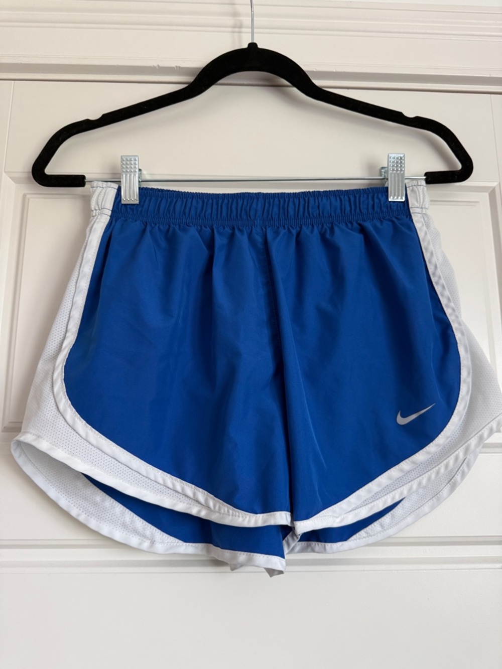 Nike Women's Blue Athletic Running Shorts with White Trim